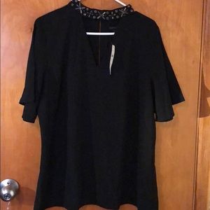Black top w/ silver and black embellished collar